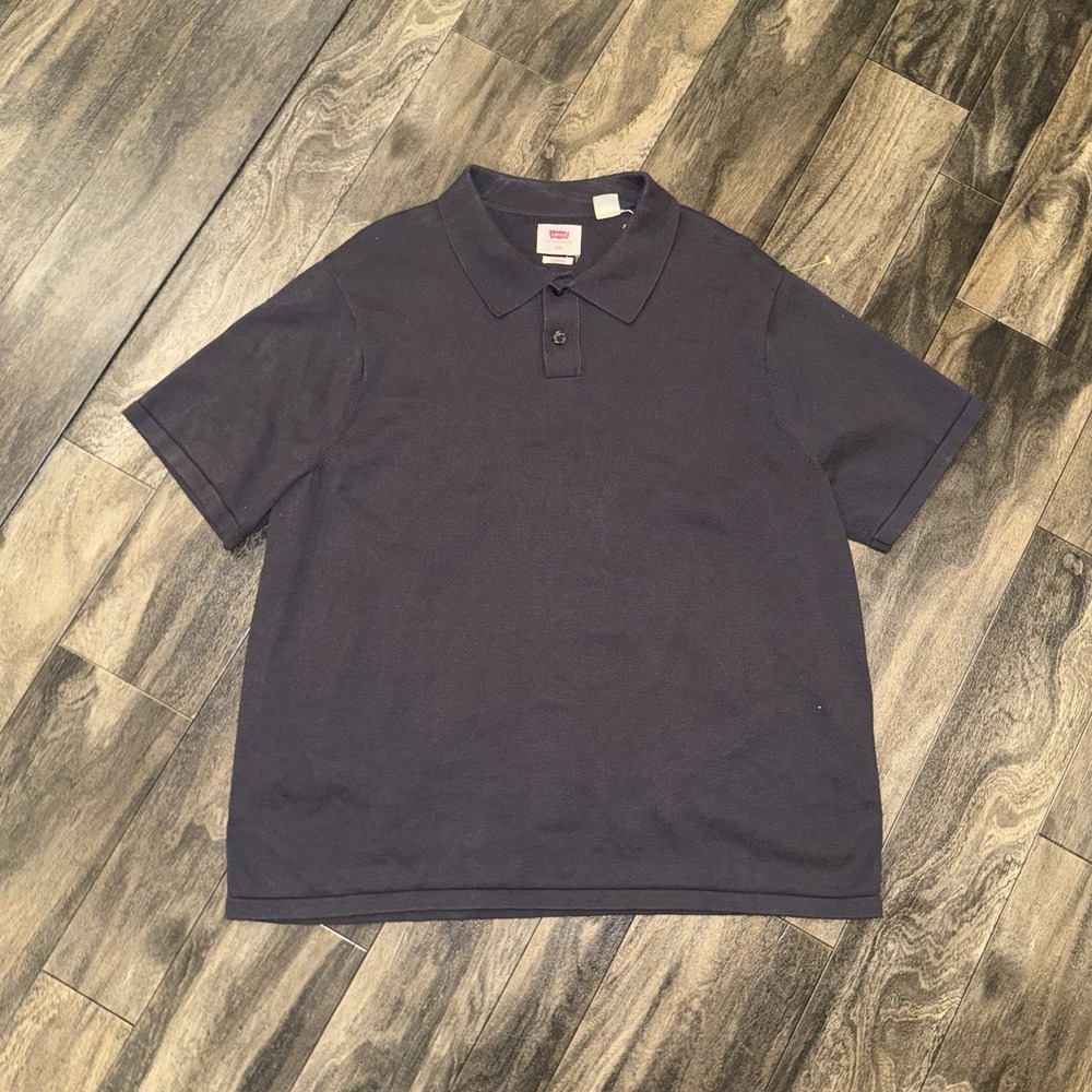 Levi's‎ Men's Cotton Sweater Knit Grey Polo Shirt Size XXL